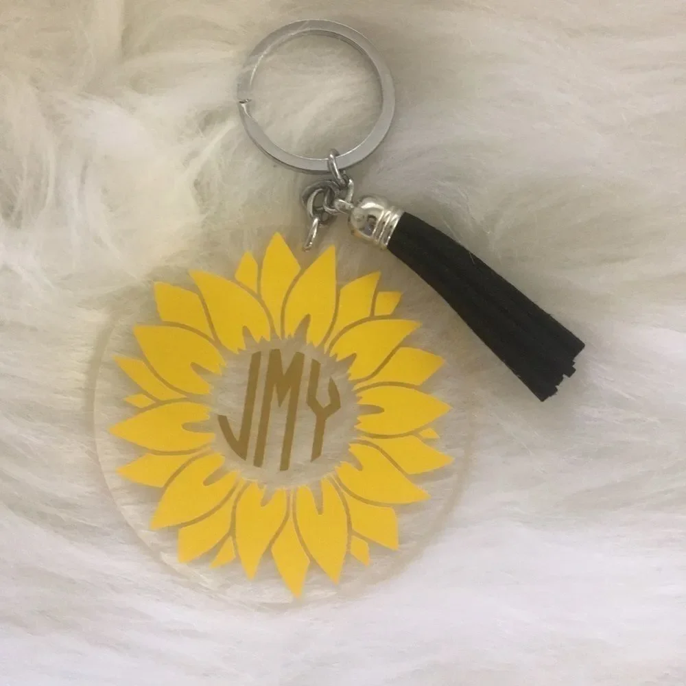 Monogram Sunflower Keychain   - Picture 5 of 6